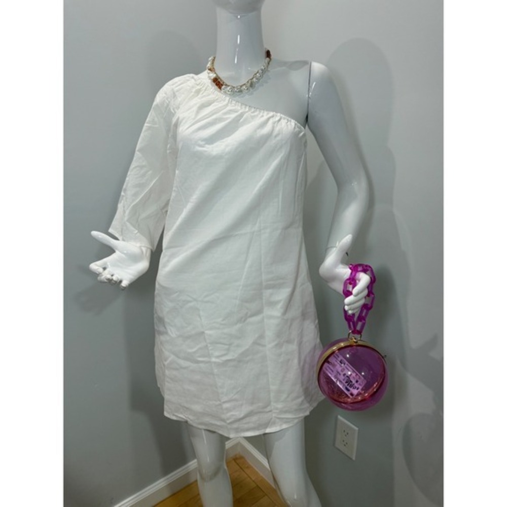 Commense Aegean Cotton Linen One Sleeve Short Dress white size L - Picture 5 of 11